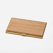 BRASS & WOOD CARDCASE SOLID WITH BOX IN TEAK WOOD