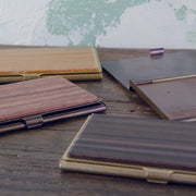 BRASS & WOOD CARDCASE RUST WITH BOX IN MACASSAR EBONY WOOD