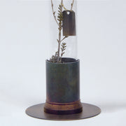 HERBARIUM BRASS GLASS DOME & FLOWER VASE RUST