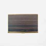 BRASS & WOOD CARDCASE SOLID WITH BOX IN MACASSAR EBONY WOOD